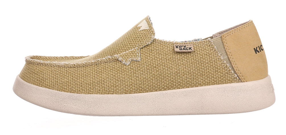 Kickback men's Barbeach woven canvas slip on shoes in Mustard.