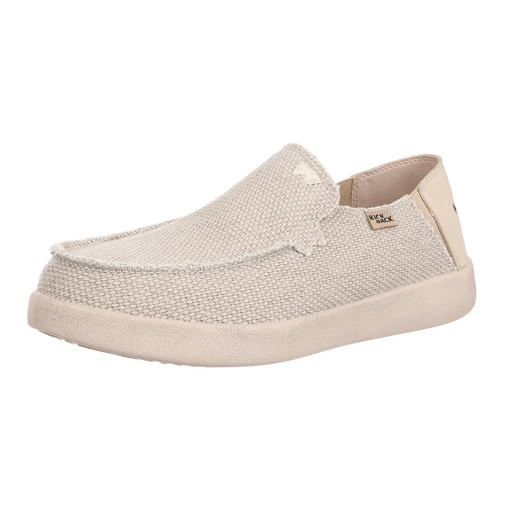 Kickback Mens Barbeach Slip On Woven Canvas Shoes - Off White