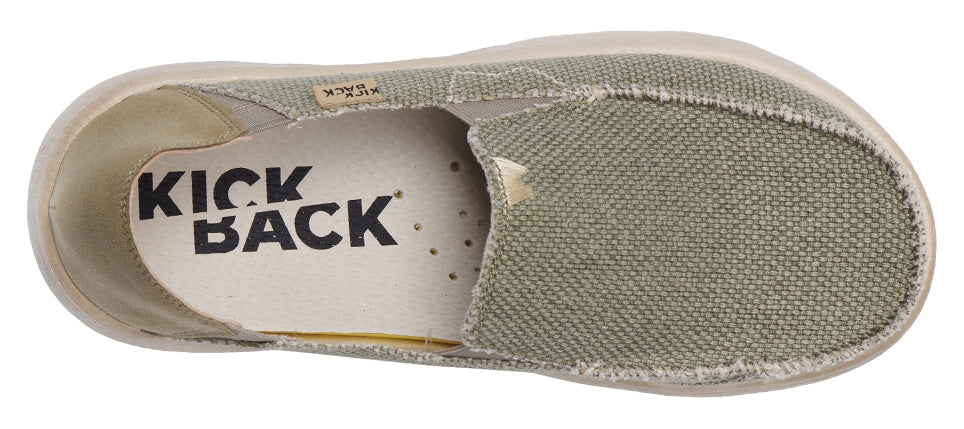 Kickback men's Couch 2.0 Vibe lightweight canvas shoes with cushioning insoles in Khaki.