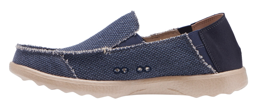 Men's lightweight Kickback Couch 2.0 Vibe canvas shoes in Navy with side vent holes.