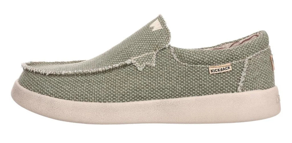 Kickback men's Don Juan woven canvas slip on shoes in Khaki.