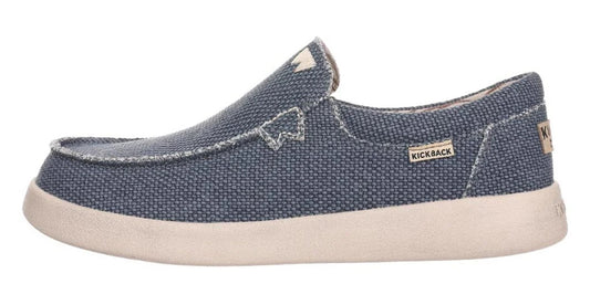 Kickback men's Don Juan woven canvas slip on shoes in Navy.