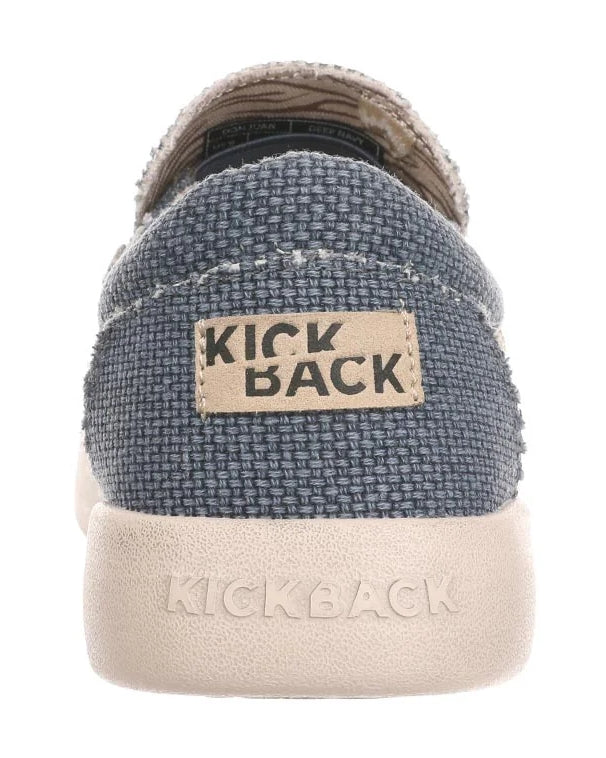 Don Juan men's Kickback slip on woven canvas shoes in Navy.