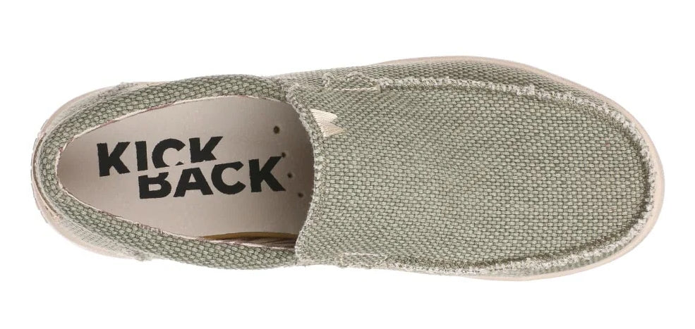 Men's slip on woven canvas Don Juan shoes from Kickback in Khaki.