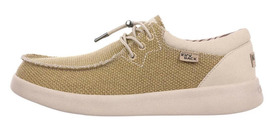 Kickback men's Haven woven canvas lace up shoes in Mustard.