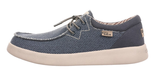 Kickback men's Haven woven canvas lace up shoes in Navy.