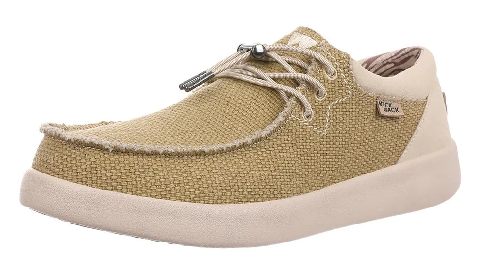 Men's woven canvas Haven shoes from Kickback with lace up front in Mustard.