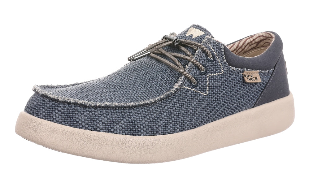 Men's woven canvas Haven shoes from Kickback with lace up front in Navy.