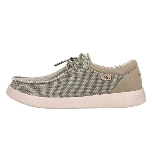 Kickback Mens Haven Lace Up Woven Canvas Shoes - Khaki