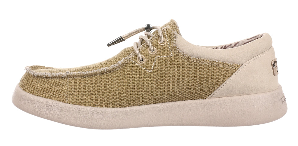 Mustard coloured woven canvas men's shoes from Kickback.