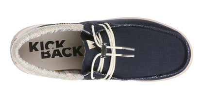 Elastic lace up ramie linen Haven men's shoes from Kickback in Navy.