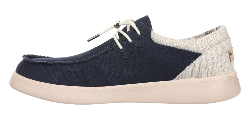 Navy blue coloured Haven Ramie Linen men's shoes from Kickback.