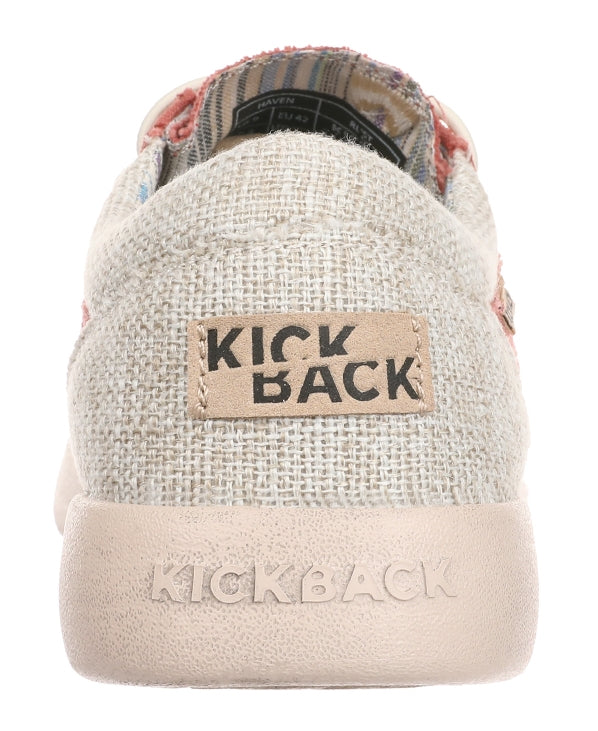 Lightweight men's ramie linen Haven shoes in Rust from Kickback with logos on the heel.