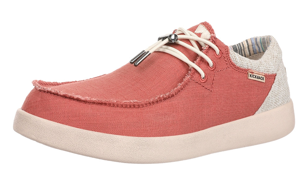 Men's Ramie Linen Haven shoes from Kickback with lace up front in Rust.