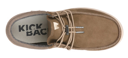 Elastic lace up suede Haven men's shoes from Kickback in Khaki.