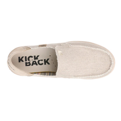 Kickback Mens Barbeach Slip On Woven Canvas Shoes - Off White
