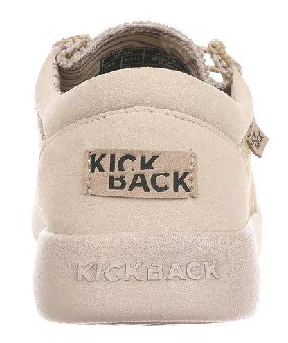 Lightweight men's woven canvas Haven shoes in Mustard from Kickback with logos on the heel.