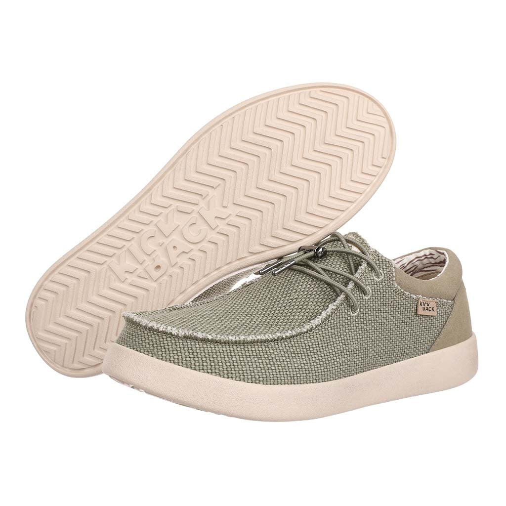 Kickback Mens Haven Lace Up Woven Canvas Shoes - Khaki