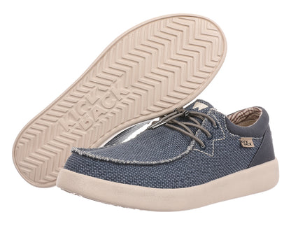 Men's Kickback Haven lightweight woven canvas shoes in Navy with elastic laces.