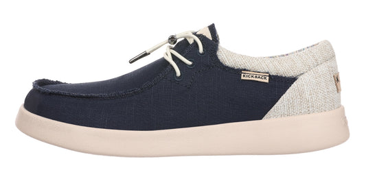 Kickback men's Haven Ramie Linen lace up shoes in Navy.