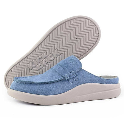 Kickback Womens Frenchy Suede Mule Shoes - Pale Blue