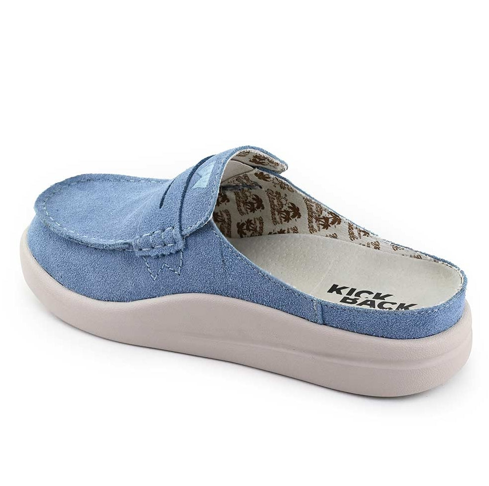 Kickback Womens Frenchy Suede Mule Shoes - Pale Blue
