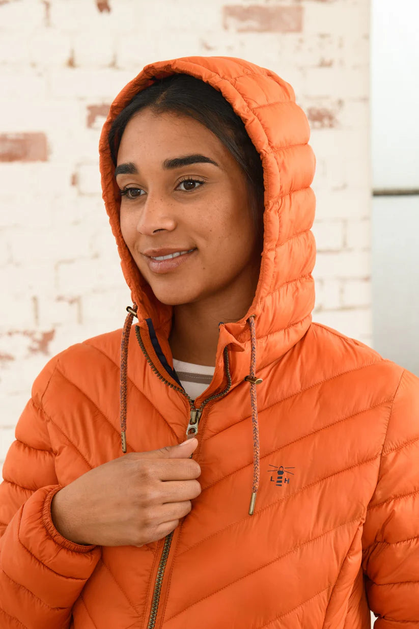 Lighthouse Womens Laurel Padded Hooded Coat Burnt Orange Salt Cellar Clothing