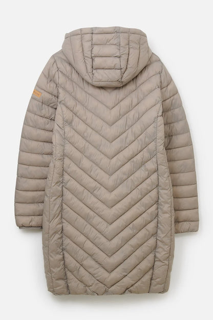 A navy padded coat by Lighthouse clothing in mocha