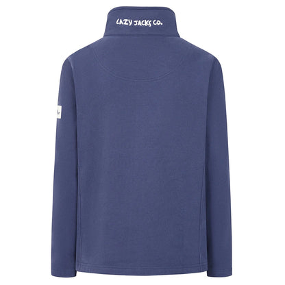 Back view of a womens Lazy Jacks LJ33 full zip sweatshirt in Twilight Navy