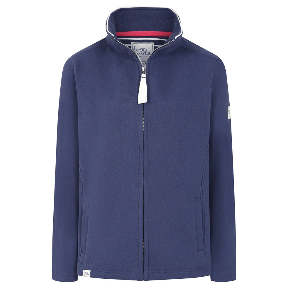 Front view of a womens Lazy Jacks LJ33 full zip sweatshirt in Twilight Navy