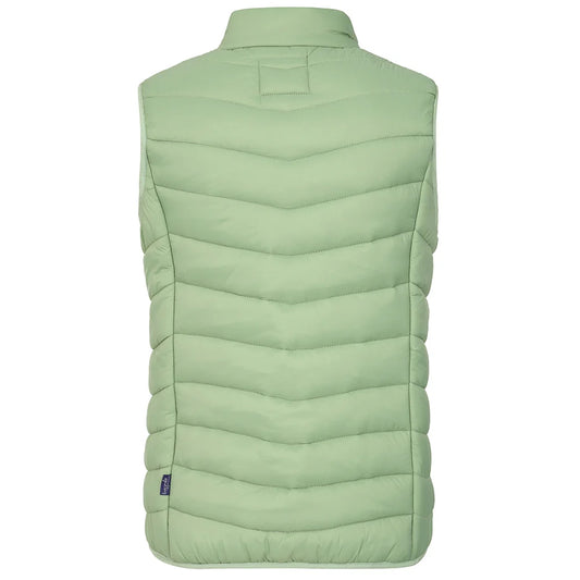 Back view of a womens Lazy Jacks GL2 lightweight padded gilet in Grass Green