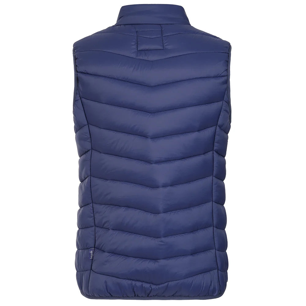 Back view of a womens Lazy Jacks GL2 lightweight padded gilet in Twilight Navy.