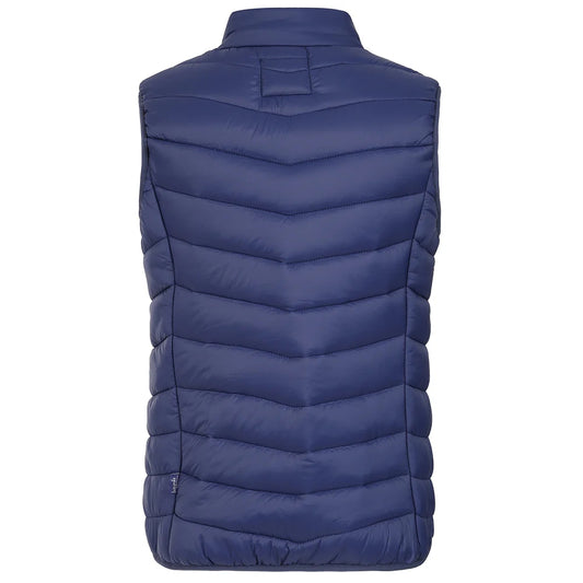 Back view of a womens Lazy Jacks GL2 lightweight padded gilet in Twilight Navy.