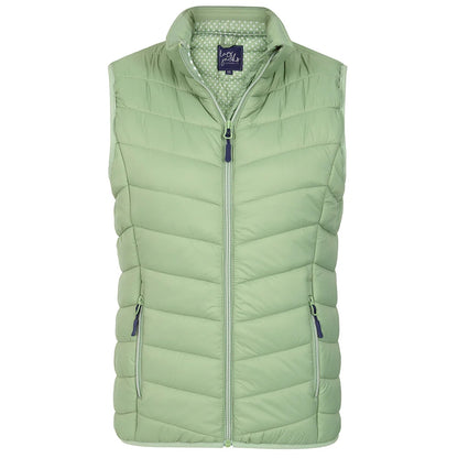 Front view of a womens Lazy Jacks GL2 lightweight padded gilet in Grass Green