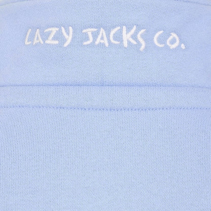 Lazy Jacks kids sweatshirt in light blue featuring embroidered logo for comfort and style