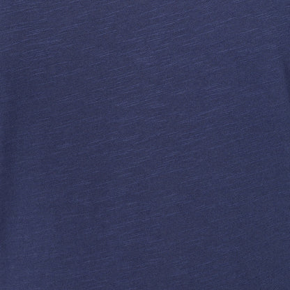 Close-up view of the slub fabric texture of a Lazy Jacks LJ524 short sleeve dress in twilight blue.