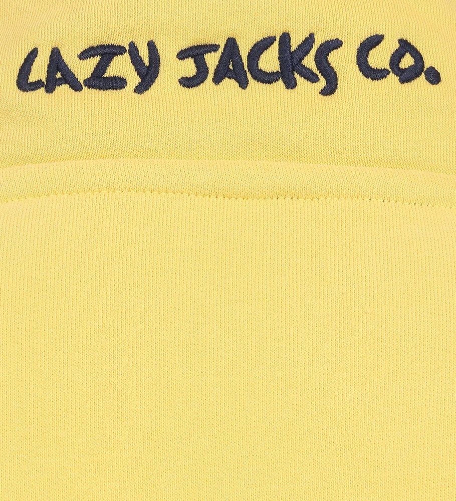 Lazy Jacks mens Porthleven print sweatshirt in yellow with contrasting logo detail