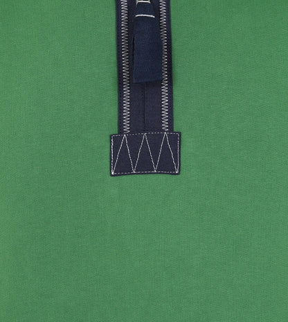 Close-up of Lazy Jacks Porthleven Sweatshirt featuring a stylish navy collar and stitching details