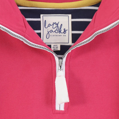 Lazy Jacks Womens LJ3 Zip Neck Sweatshirt Cherry