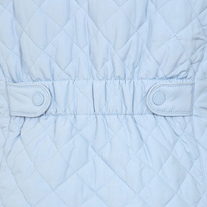 Light blue Lazy Jacks womens gilet featuring a quilted design and stylish button details