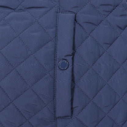 Lazy Jacks womens gilet in navy blue with quilted pattern and side pocket detail