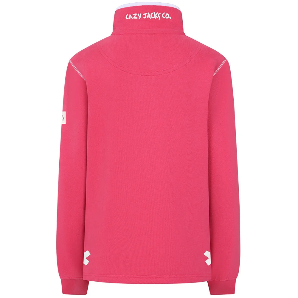 Lazy Jacks Womens LJ3 Zip Neck Sweatshirt Cherry