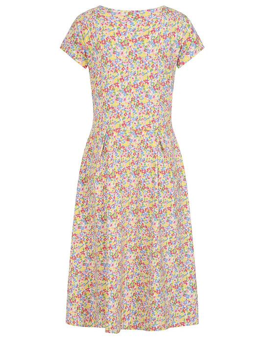 Lazy Jacks womens multicolour floral dress with short sleeves and a fitted waist design