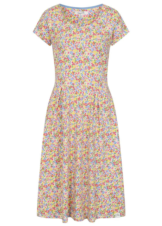 Lazy Jacks womens multicolour floral dress with short sleeves and a fitted waist