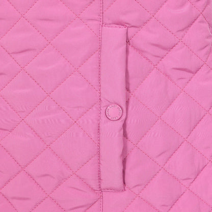 Women's Lazy Jacks quilted gilet in pink with popper pockets.