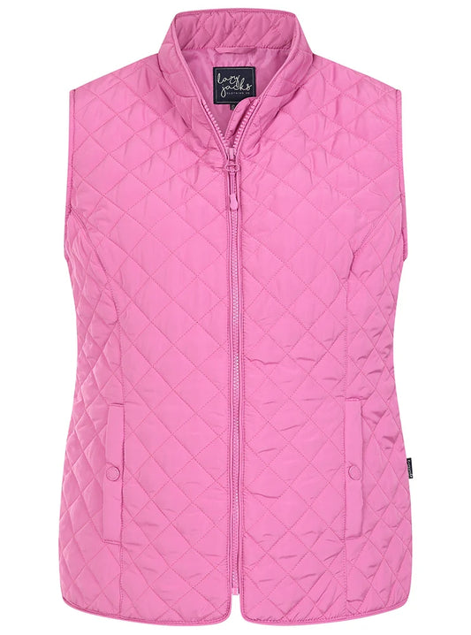 Lazy Jacks women's quilted gilet in Raspberry Pink.