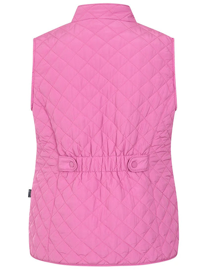 Raspberry Pink women's quilted Gilet from Lazy Jacks with adjustable back tabs.