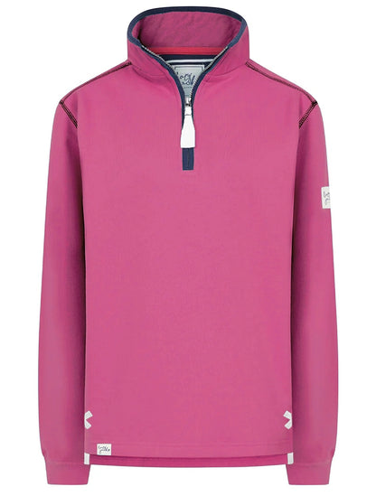 Lazy Jacks womens sweatshirt in vibrant cherry with zip neck for casual comfort