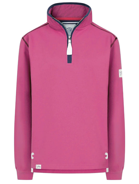 Lazy Jacks women's sweatshirt in cherry with half-zip collar and stylish detailing