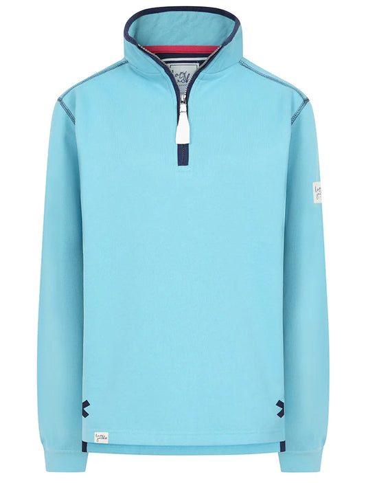 Lazy Jacks womens sweatshirt in light blue with quarter zip and stylish design for comfort